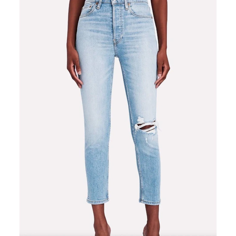 Re/Done 90s High Rise Ankle Cropped Denim Jeans Slim Fit Women's Size 28 Nwt
